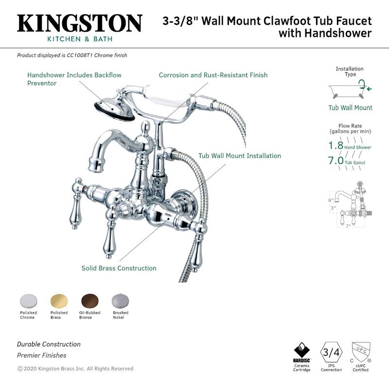 Kingston Brass Vintage Wall Mounted Clawfoot Tub Filler with Personal