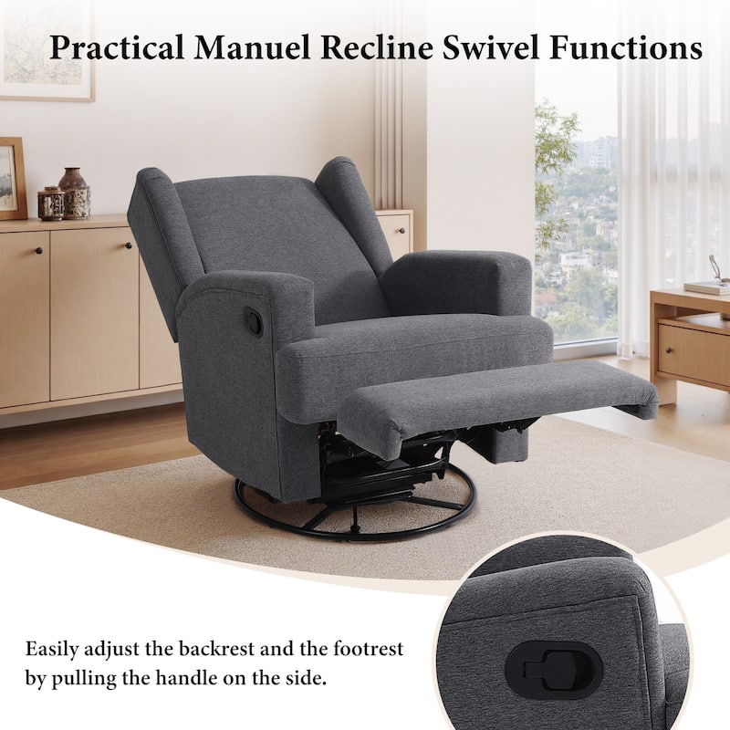 UIXE Upholstered Chenille/Boucle Swivel Glider Rocker Recliner