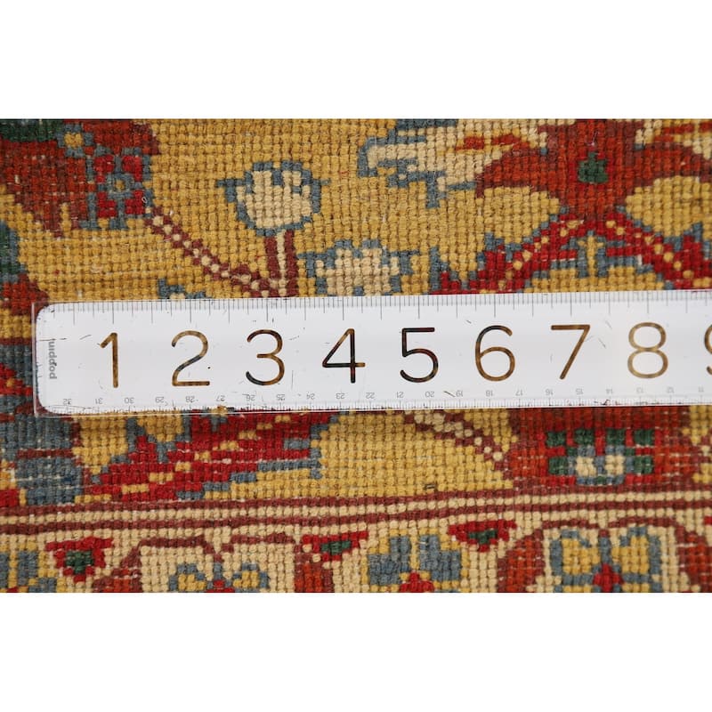 Yellow Kazak Oriental Foyer Rug Hand-Knotted Floral Wool Carpet - 2'0" x 3'0"
