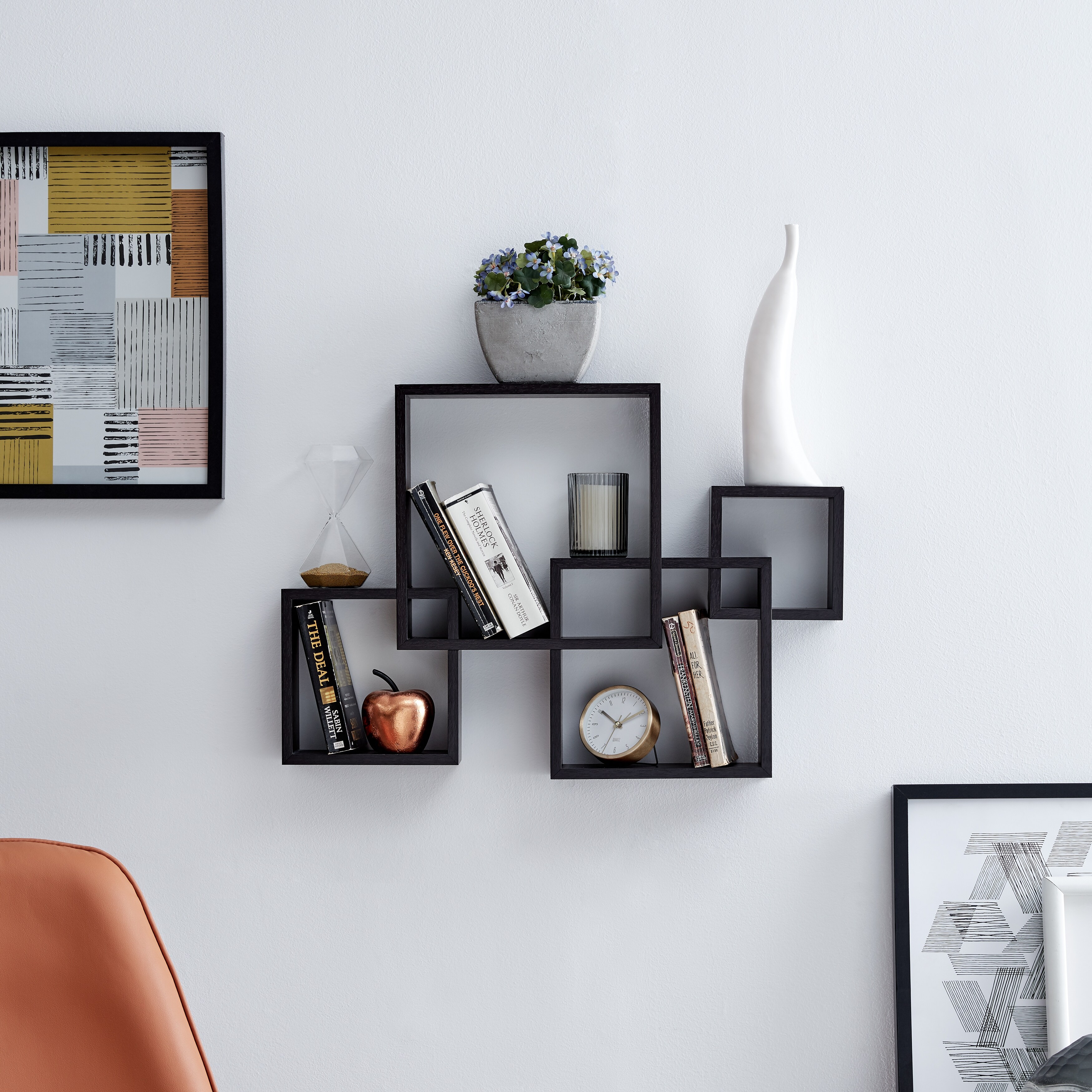 Danya B Intersecting Cube Shelves Black Overstock 31308107