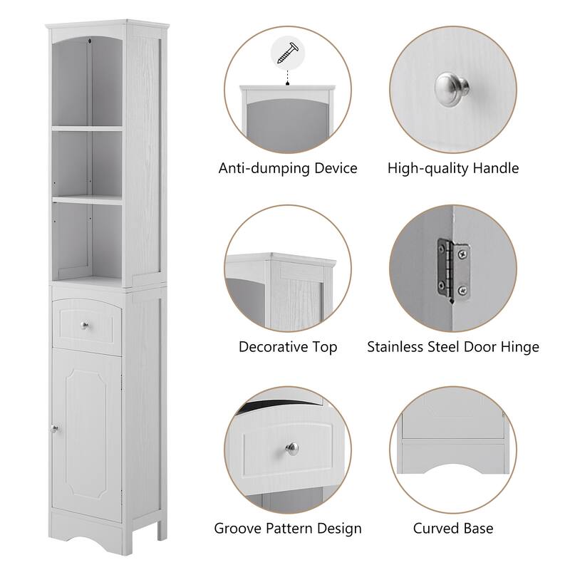 Freestanding Storage Cabinet with Drawer - White