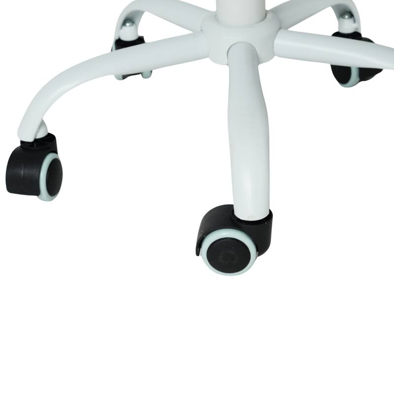 Turquoise and White Adjustable Height Swivel Rolling Office Chair