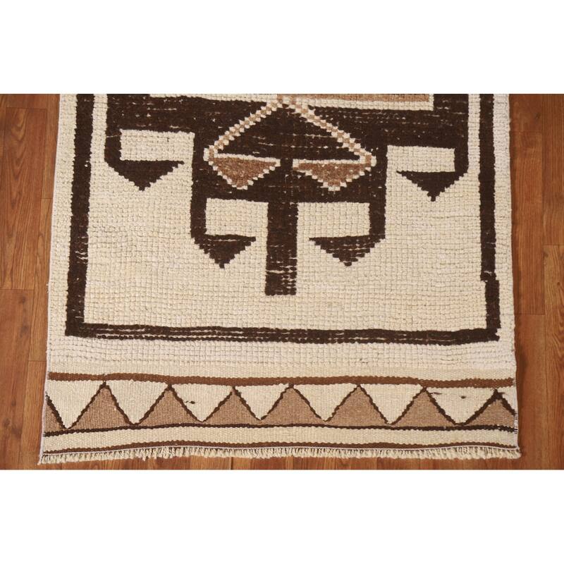 Vegetable Dye Anatolian Turkish Runner Rug Handmade Wool Carpet - 3'1"x 12'2"