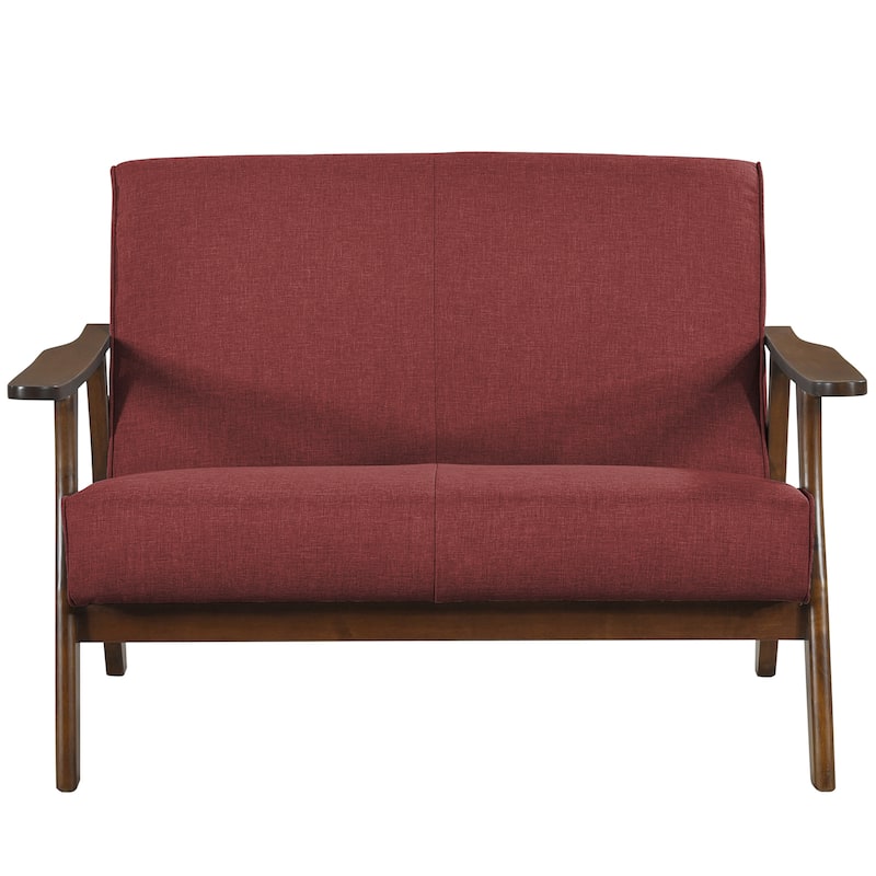 CraftPorch Wenge Wood Mid-Century Modern Linen Loveseat
