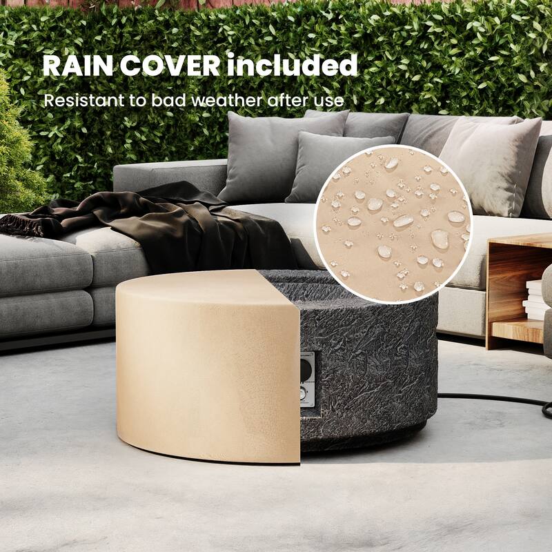 COSIEST 28" Modern Outdoor Gas Fire Pit Table Textured Stone Finish