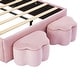 preview thumbnail 21 of 42, Velvet Upholstered Rabbit-Shape Princess Bed, Cute Platform Bed w2 Storage Stools & Headboard & Footboard for Kids
