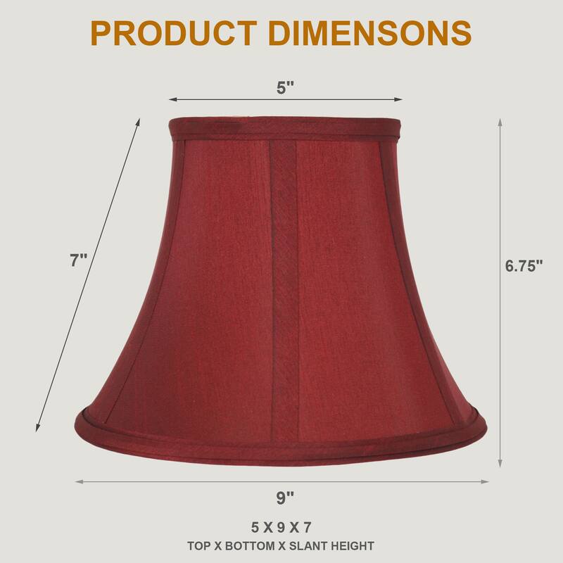 Faux Silk Bell Lamp Shade, 5 inch Top, 9 inch Bottom, 7 inch Slant