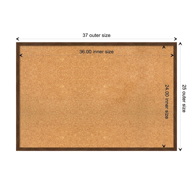Carlisle Narrow Wood Framed Natural Corkboard Bulletin Board - Carlisle Brown Narrow - Board Size 36x24