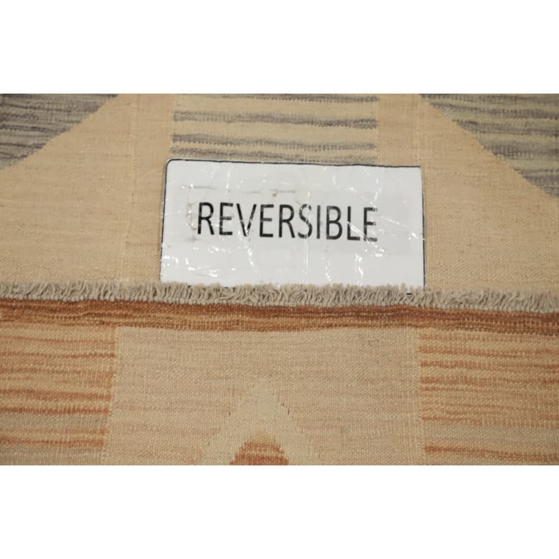 Hand Woven Oriental 100% Wool Carpet Southwestern Tribal Beige & Ivories Kilim Runner Rug - 9' 6'' X 2' 10''