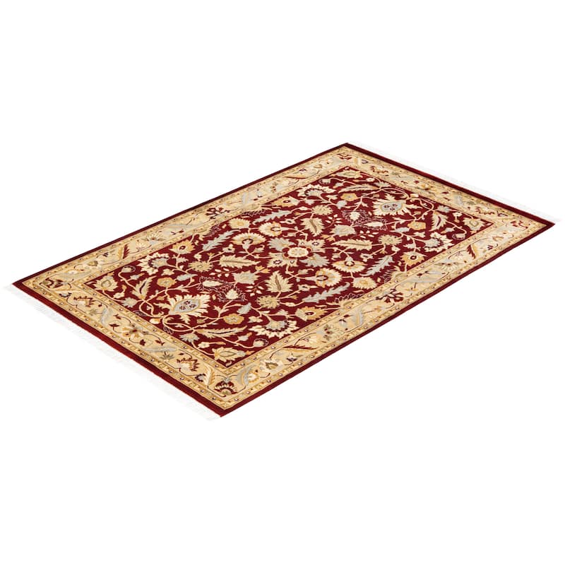 Overton Handknotted Wool Traditional Oriental Red Area Rug - 3' x 5'