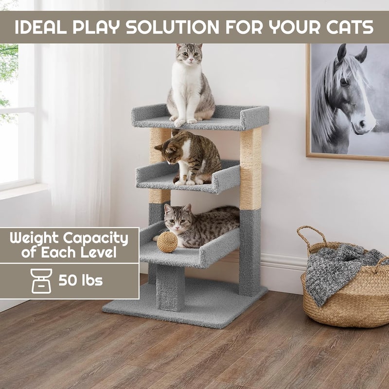3 Tier Cat condo for Large Cats Tower with Scratching Post