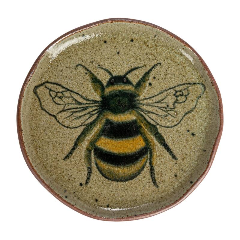 Stoneware Plate Set with Insect and Bird Designs