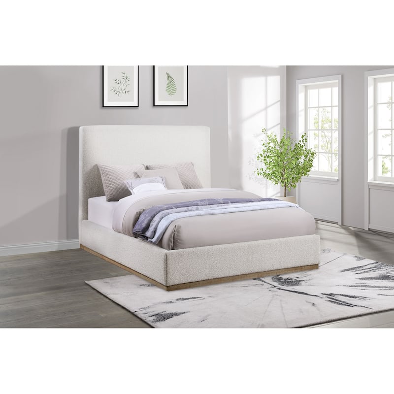 Knox Transitional Boucle Upholstered Panel Bed Cream