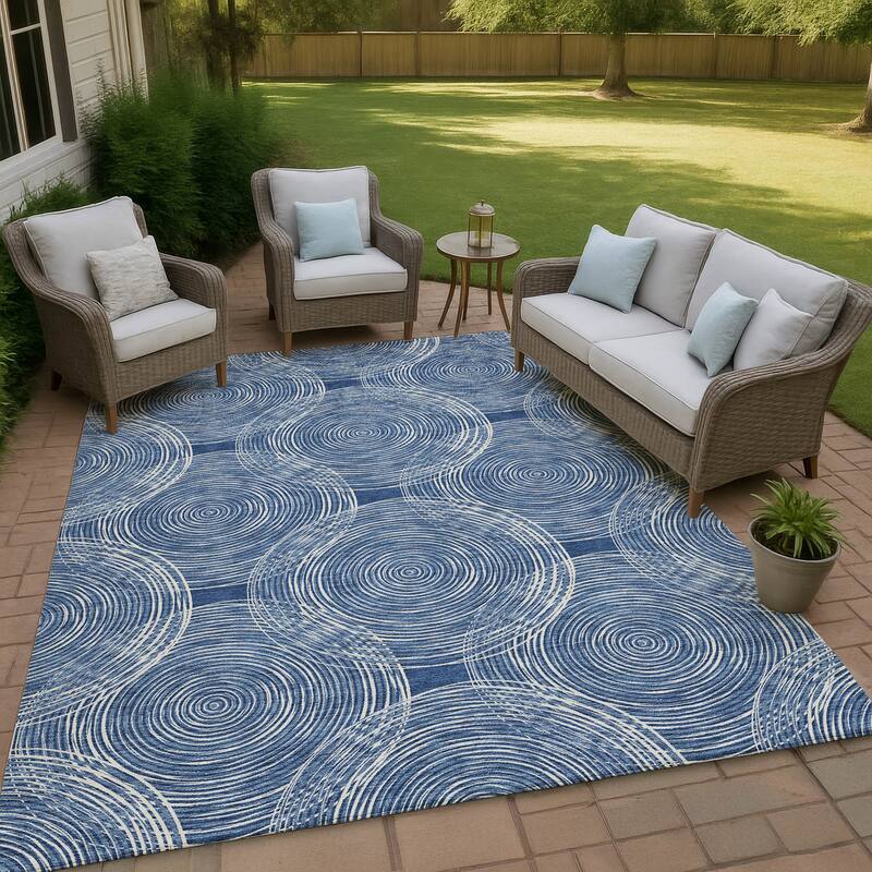 Machine Washable Indoor/ Outdoor Modern Pune Chantille Rug - Navy - 2'6" x 3'10"