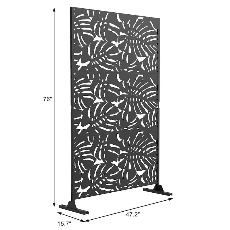 Outdoor Privacy Screen with Stand for Patio Garden Metal Fence