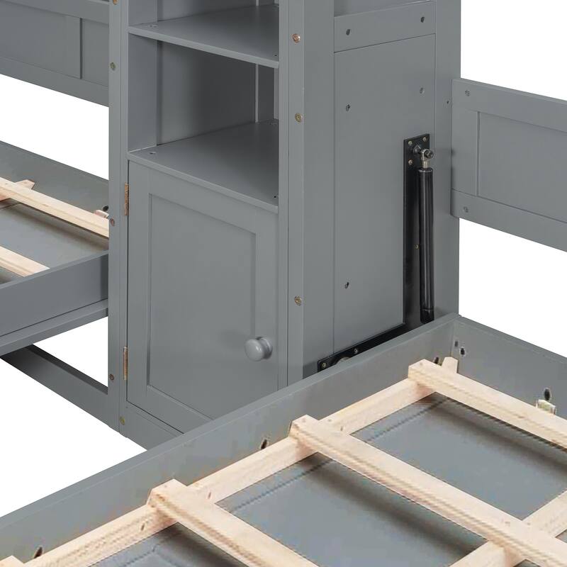 Space-Saving Dual Twin Murphy Bed System with Built-In Cabinets and Shelves by Harper&Bright Designs