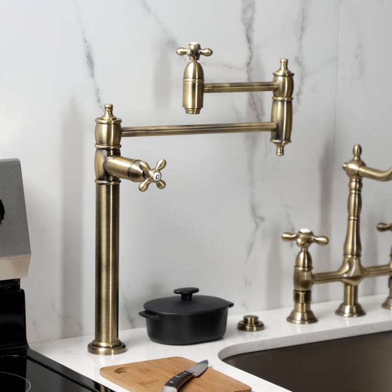 Kingston Brass Restoration Two-Handle 1-Hole Deck Mount Pot Filler Faucet