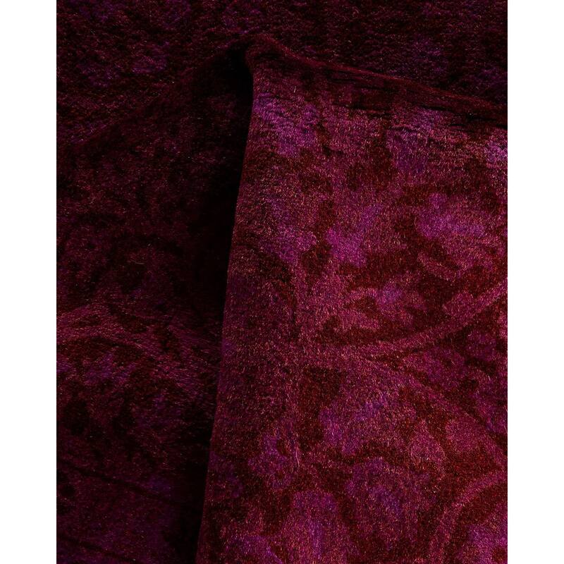 Overton Hand Knotted Wool Vintage Inspired Modern Contemporary Overdyed Purple Area Rug - 4' 0" x 6' 3"