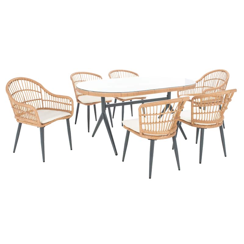 SAFAVIEH Outdoor Living Coastal Genser 7-Piece Patio Dining Set