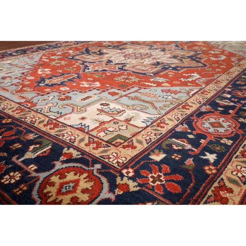 Heriz Serapi Indian Area Rug Hand-Knotted Wool Carpet - 8'6" x 11'10"