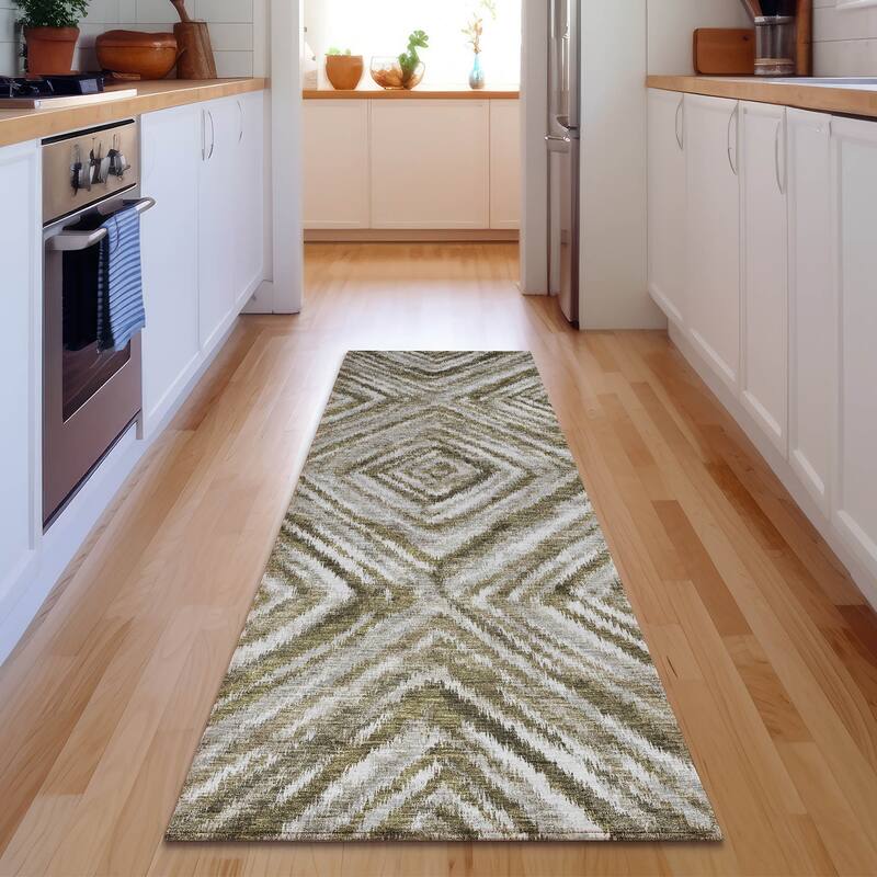 Premium Washable Super Soft Modern Diamond Mayfield Rug - Brown - 2' 3" x 7' 6" - Runner