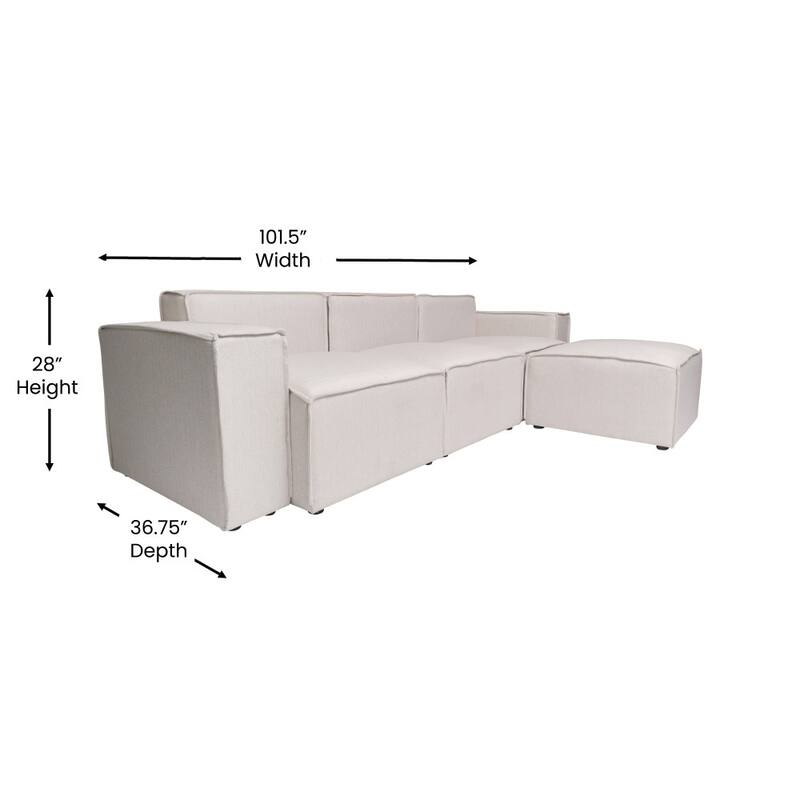Contemporary 4 Piece Modular Sectional Sofa with Ottoman