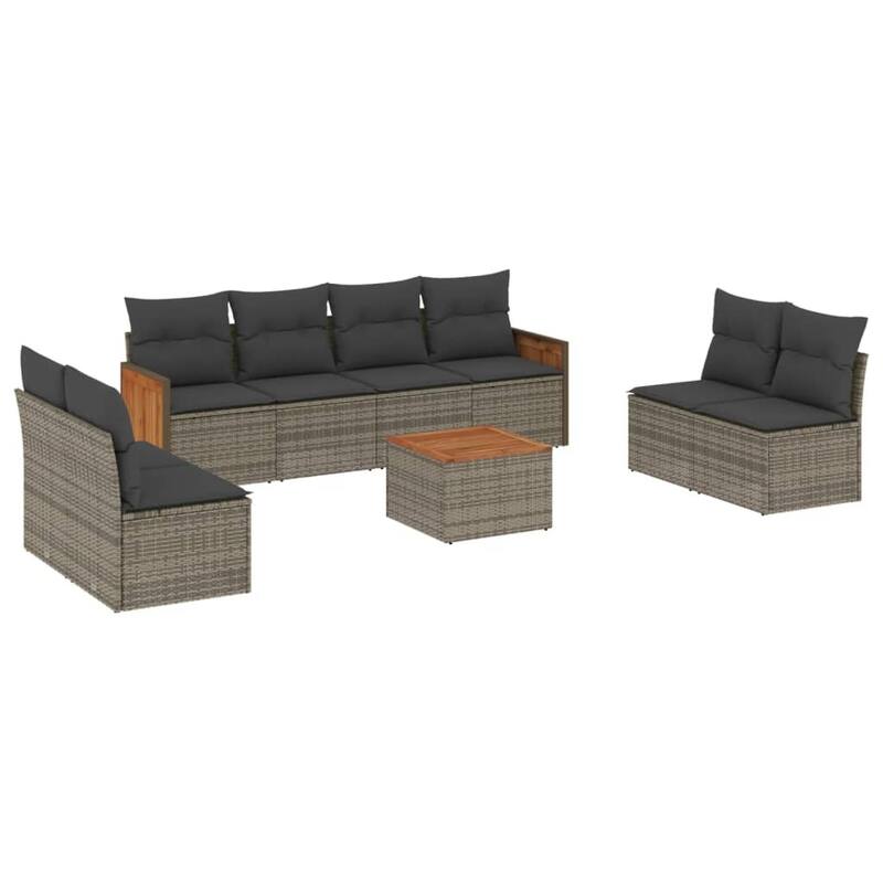 vidaXL Patio Sofa Set with Cushions Outdoor Conversation Furniture Poly Rattan