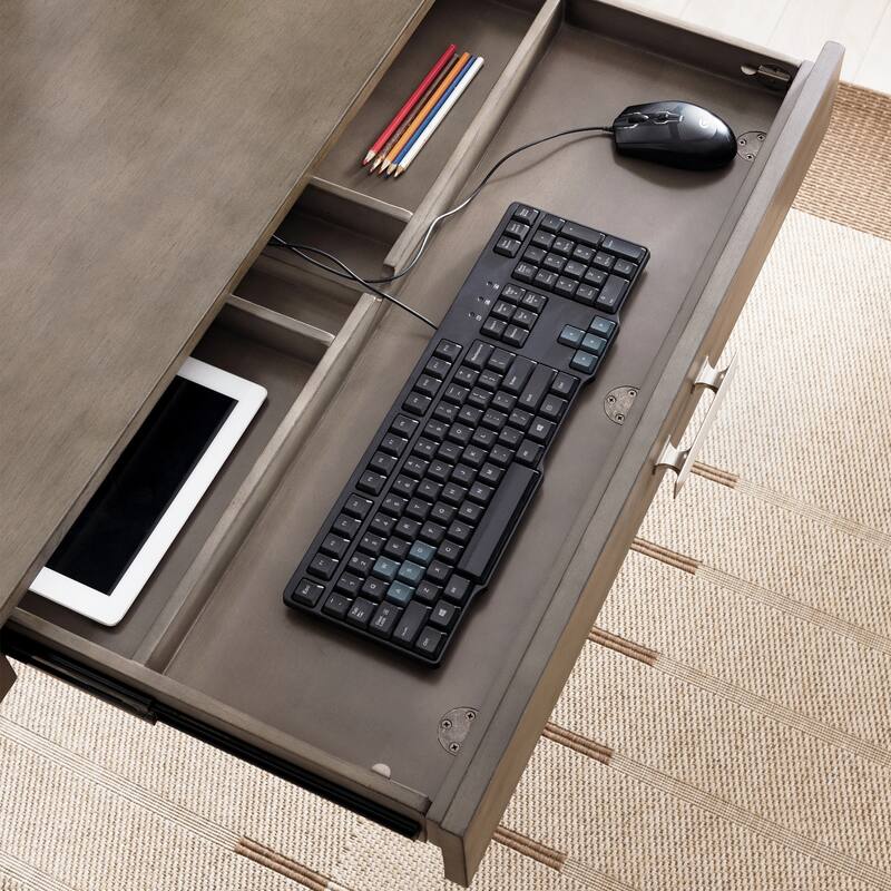 Modern Computer Desk with Drop Front Keyboard Drawer - Metal and Wood Desk 48" Wide