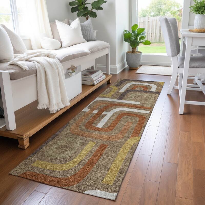 Machine Washable Indoor/ Outdoor Modern Penner Chantille Rug