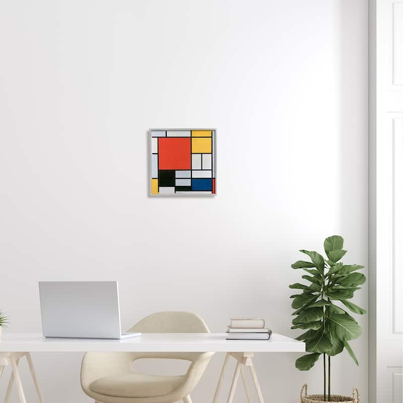 Stupell Composition in Red Yellow Piet Mondrian Classic Abstract Painting Framed Wall Art, Design by one1000paintings