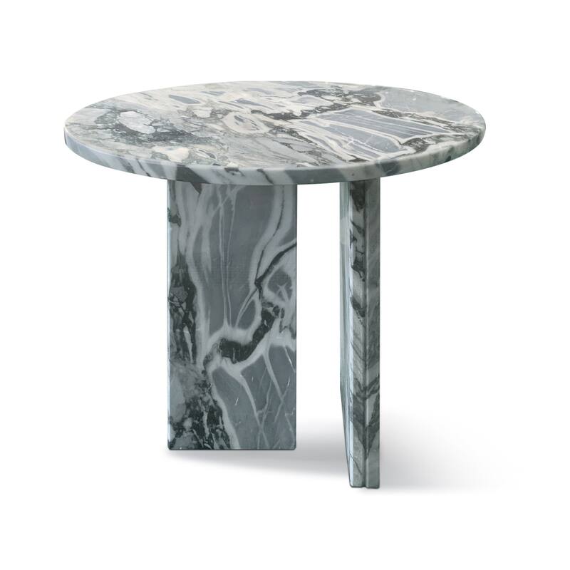 Roomfitters Round Marble Coffee Table, Natural Stone Side Table for Living Room, Solid Marble Accent Table