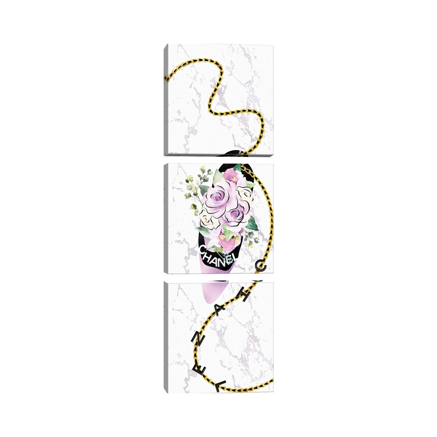Pomaikai Barron Large Canvas Art Prints - Hermes Shopping Bag with Roses & Pearls ( Fashion > Fashion Brands > Hermès art) - 40x60 in