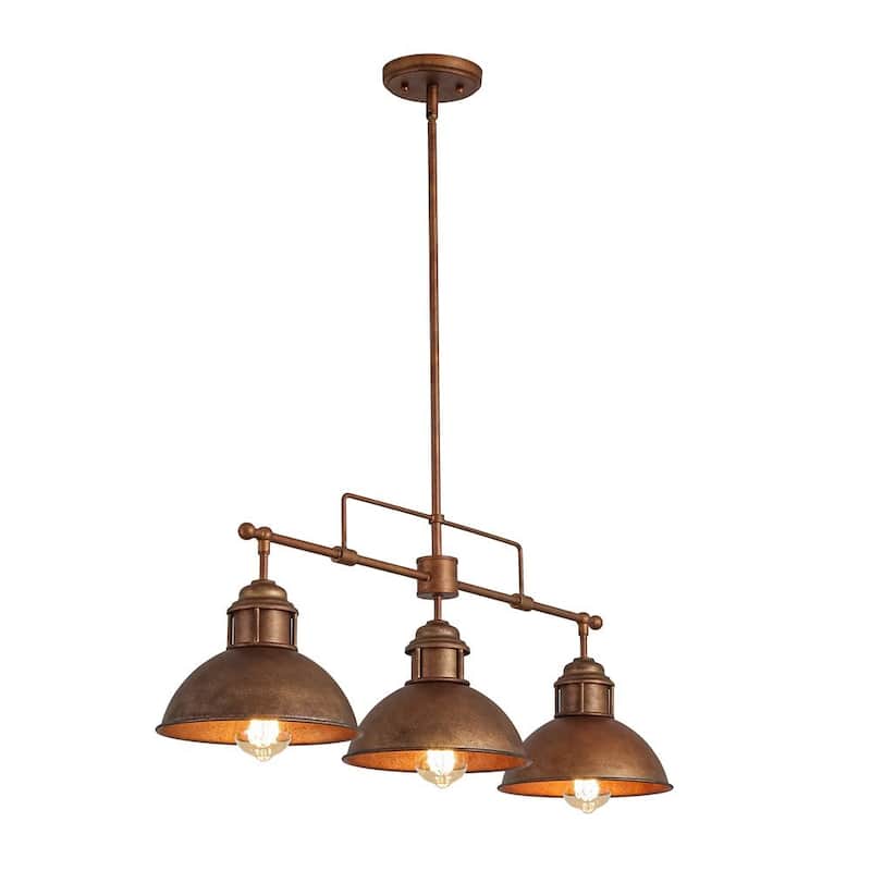 Industrial 3-Light Dome Kitchen Island Pendant - Brushed Black Grey