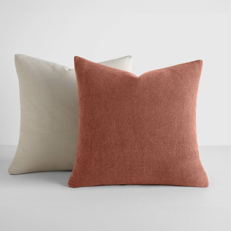 2-Pack Cotton Slub Decor Throw Pillows in Solids - Khaki