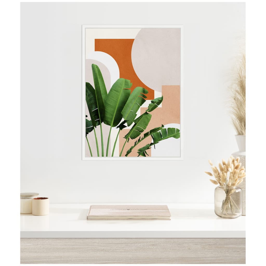 Kate and Laurel Sylvie Abstract Botanical 1 Leaves Framed Canvas by July Art Prints