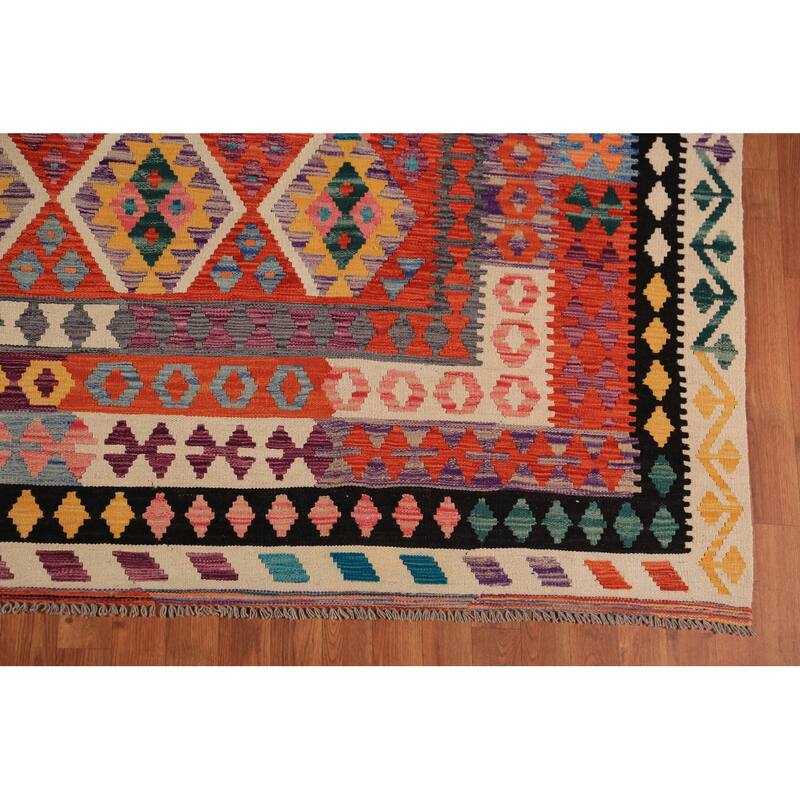 Southwestern Style Kilim Oriental Large Rug Flatweave Wool Carpet - 10'0"x 14'9"