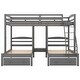 preview thumbnail 9 of 10, Full over Twin & Twin Triple Bunk Bed with Three Drawers for Kids Teens