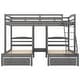 preview thumbnail 10 of 10, Triple Bunk Bed with Drawers, Gray Full over Twin & Twin Bunk Bed