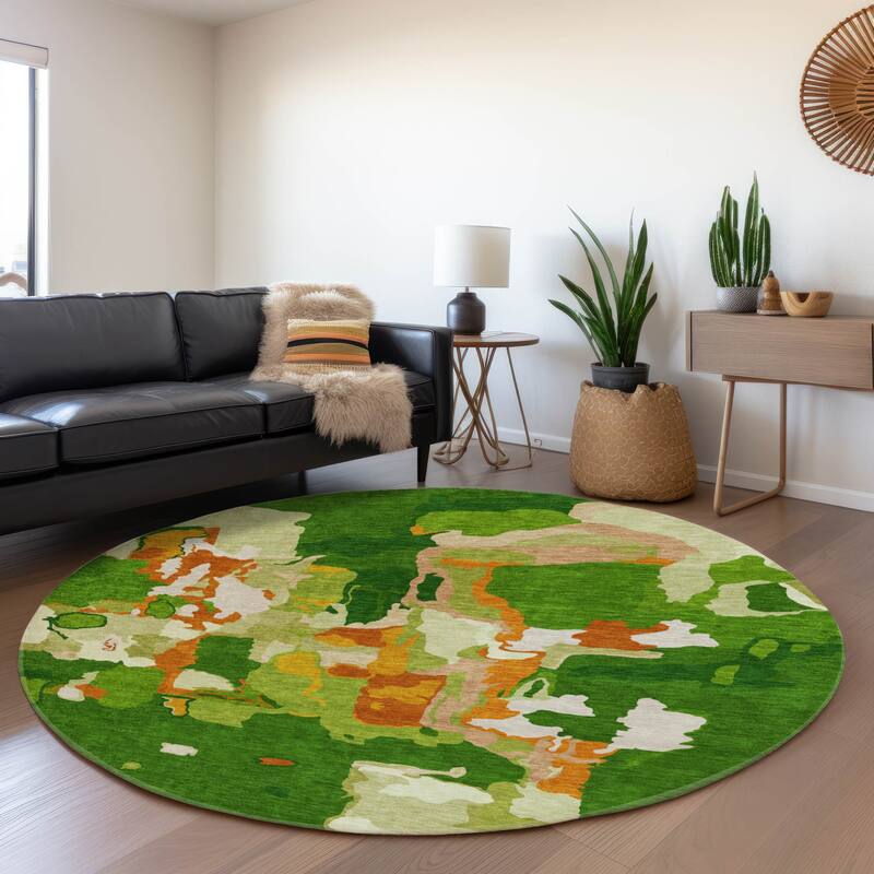 Premium Washable Super Soft Modern Abstract Mayfield Rug - Green - 8' x 8'