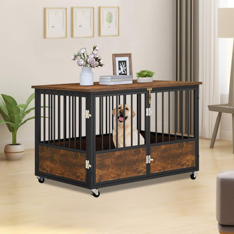 Moasis Industrial Heavy Duty Dog Crate Kennel with 2 Doors