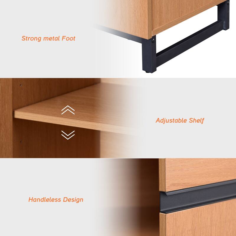 WAMPAT Storage Cabinet, Modern Sideboard with Adjustable Shelf and Metal Base