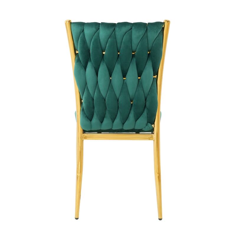 Modern Simple Velvet Dining Chair, Family Bedroom Stool Back Student Table Chair, Gold-Plated Metal Chair Legs (Set of 4)