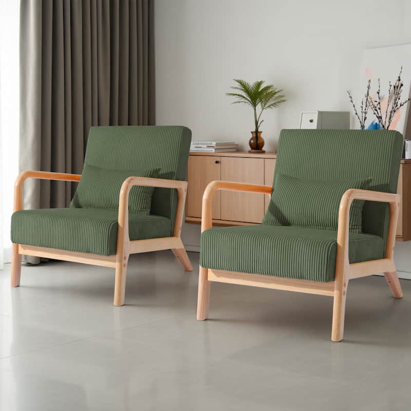 Set of 2 Mid-Century Upholstered Accent Chair with Cushion