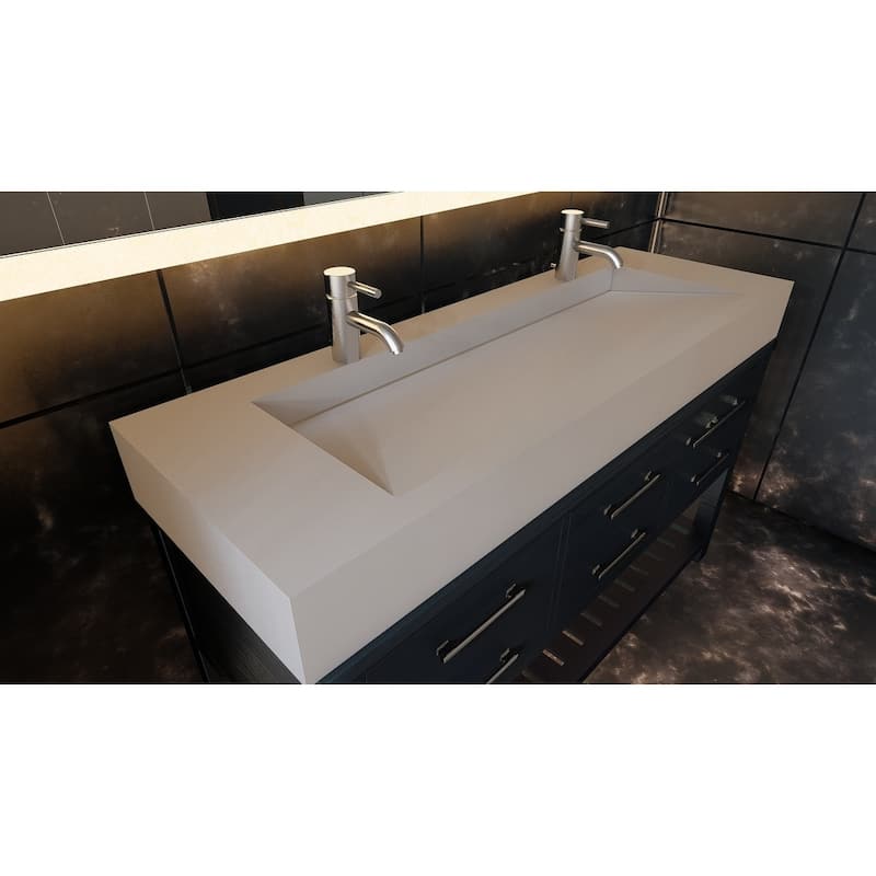 Pyramid 60-Inch Solid Surface Bathroom Vanity Top - 60" - White
