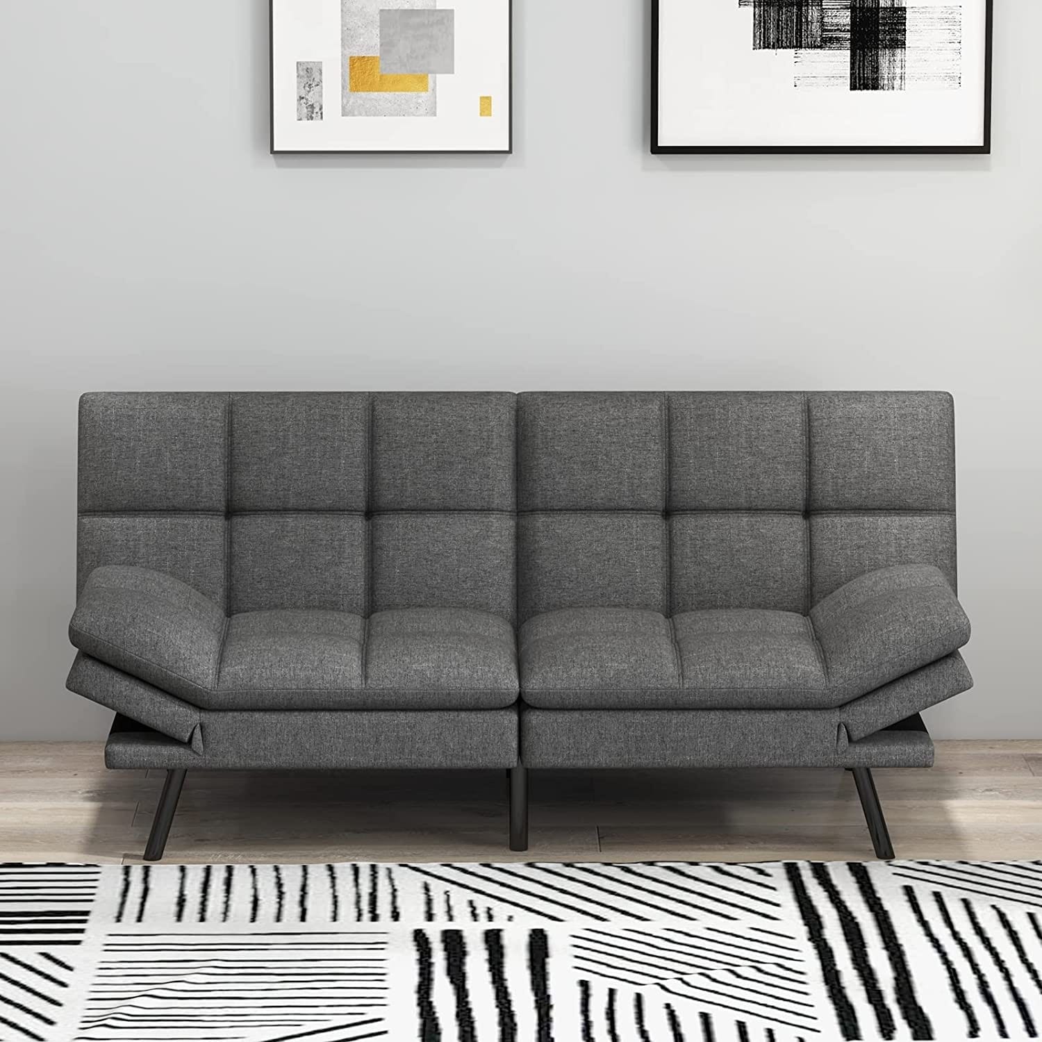 Futon sofa bed memory foam couch sleeper daybed foldable convertible loveseat black store