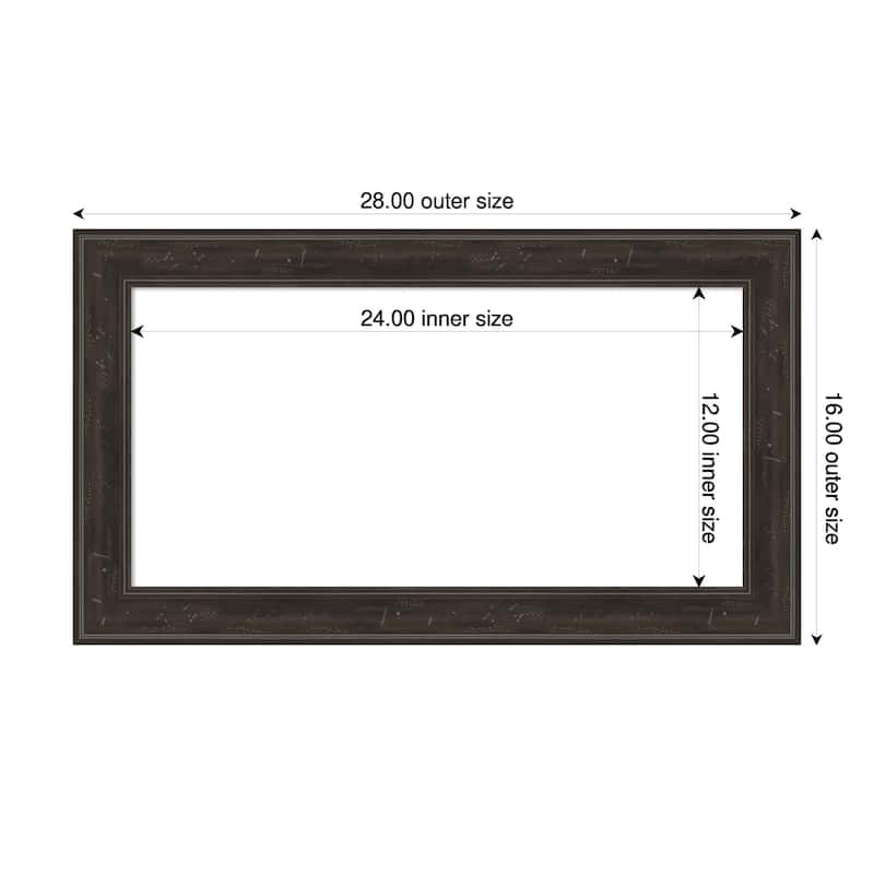 Amanti Art Shipwreck Black Narrow Framed Dry Erase Magnetic Board - 28 x 16 in - Shipwreck Greywash Narrow