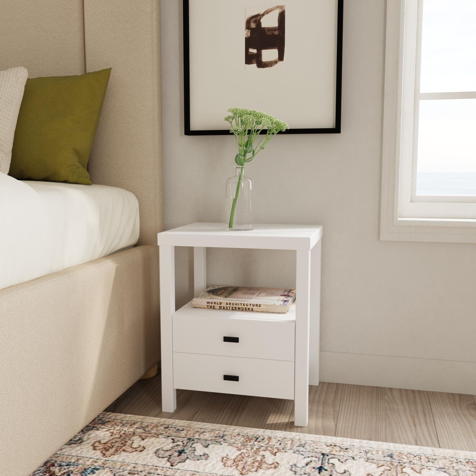 Painted Solid Acacia Wood Storage End Table Nightstand by East at Main