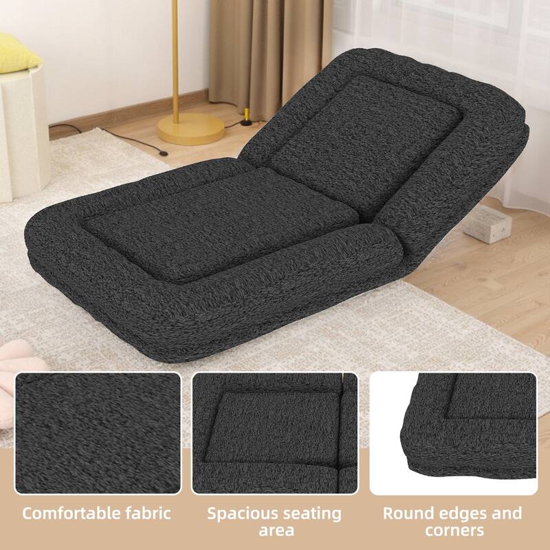 Folding Sofa Chair with 5 Adjustable Positions Plush Floor Lounge Chair for Gaming, Meditation, and Relaxation
