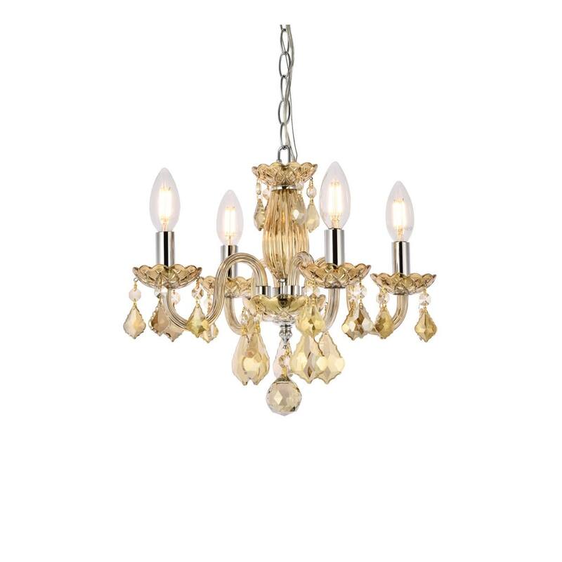 Elegant Lighting V7804D15-GT/RC Rococo 4 Light 15" Wide Crystal