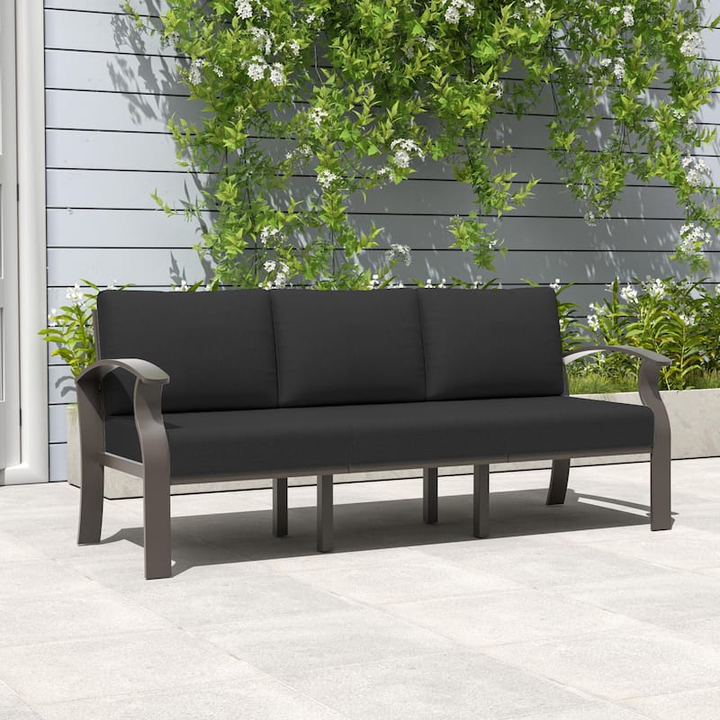 Aluminum Patio Furniture Set with FirePit Ottomans Swivel Chairs,Sectional Sofa with Thick Seat Cushions for Porch Garden